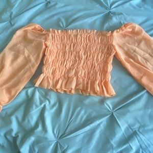 Off-the-Shoulder Flowy-Sleeved Crop Top